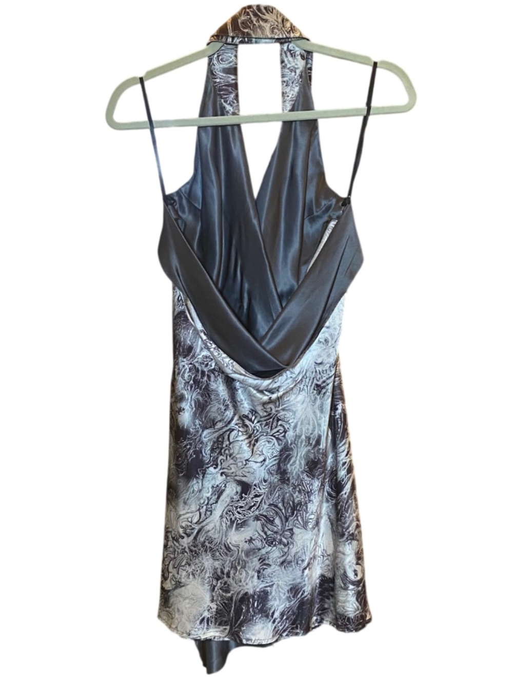 VTG Patrizia Pepe 100% Silk Tuxedo Halter Wrap Dress • Y2K Archival Silk Satin 4 - Picture 4 of 14
